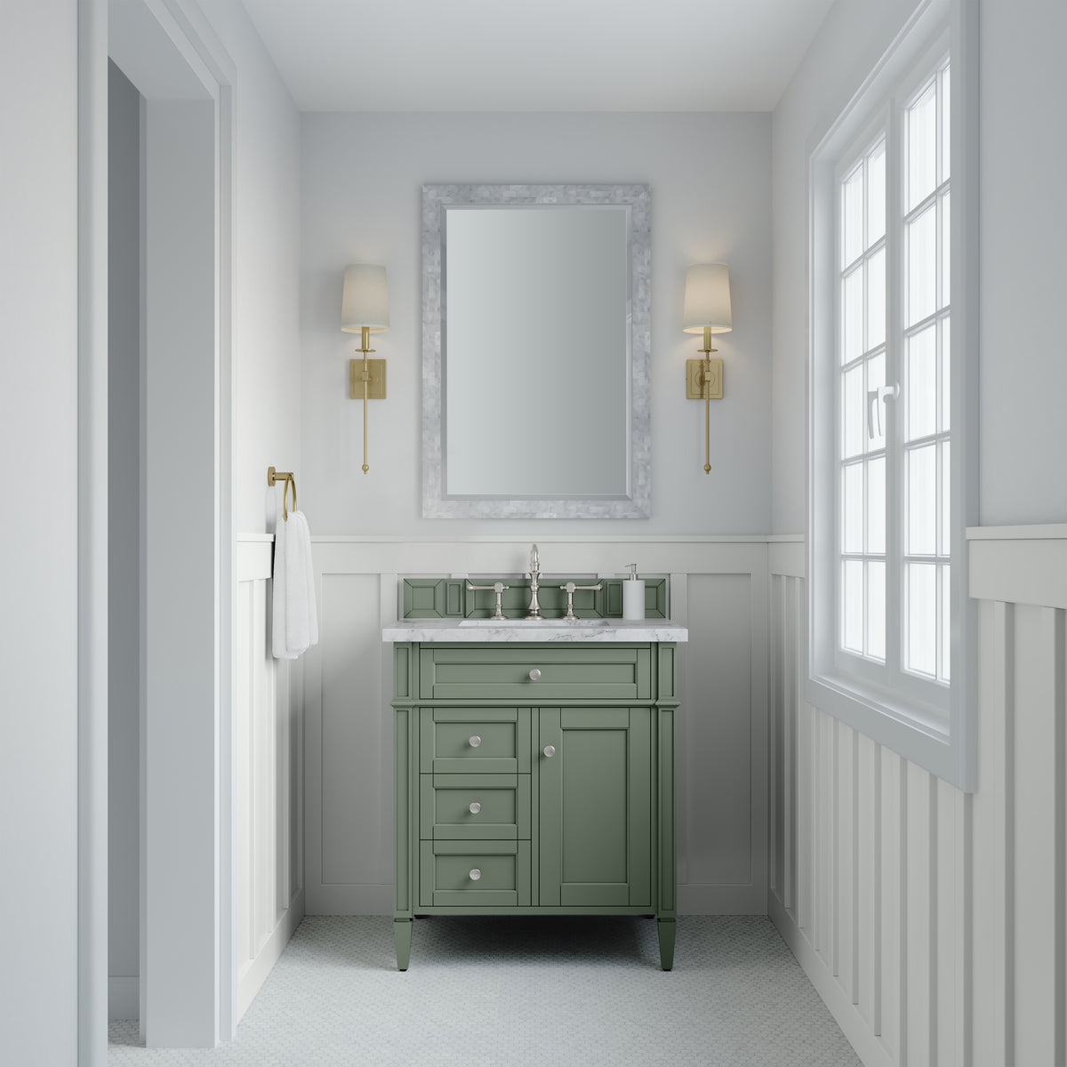James Martin Brittany 30" Single Bathroom Vanity, Smokey Celadon, view 38