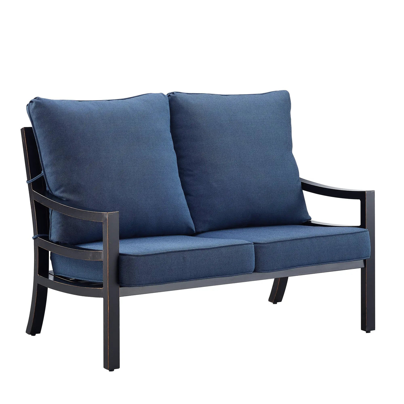Black Aluminum Deep Seating Loveseat with Cushions by Sharicks