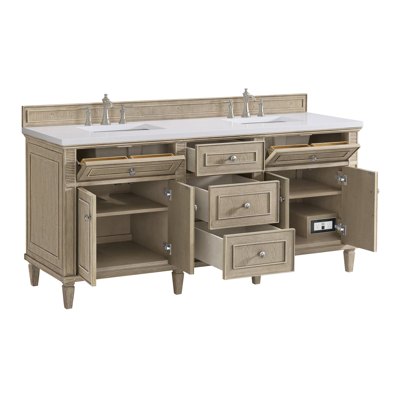 James Martin Lorelai 72" Double Bathroom Vanity, Whitewashed Oak by James Martin