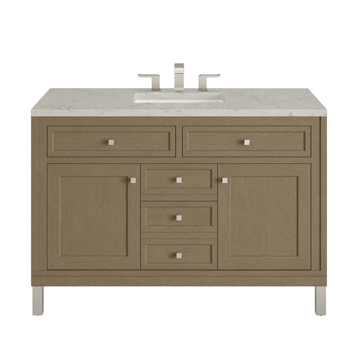 James Martin Chicago 48" Single Bathroom Vanity, Walnut Whisper with Victorian Silver countertop