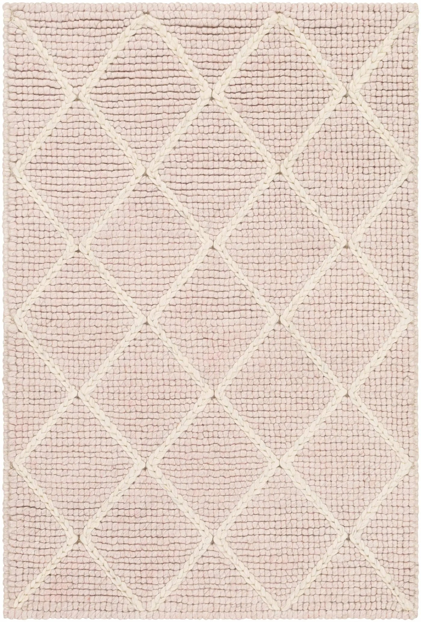Riceville Pink Trellis Wool&Viscose Rug - Clearance by Boutique Rugs