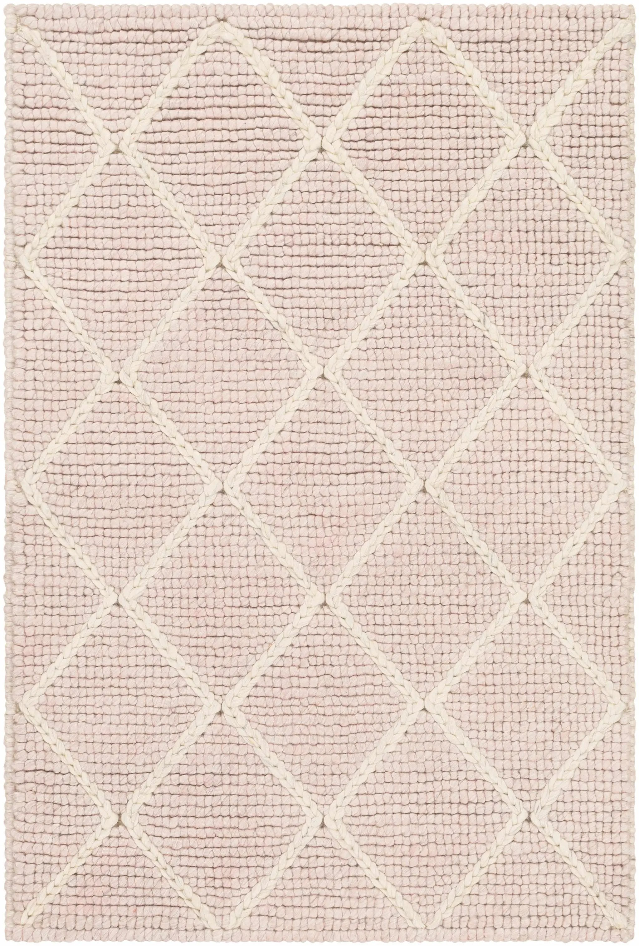 Riceville Pink Trellis Wool&Viscose Rug - Clearance by Boutique Rugs