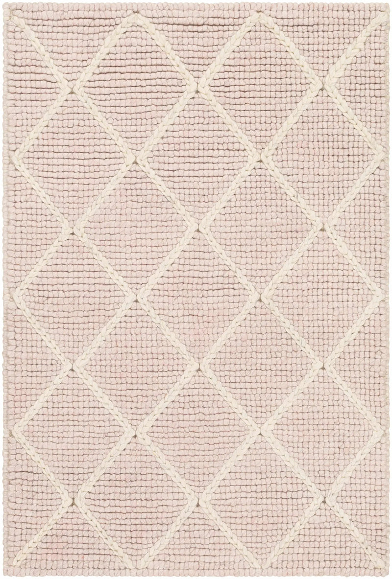 Riceville Pink Trellis Wool&Viscose Rug - Clearance by Boutique Rugs