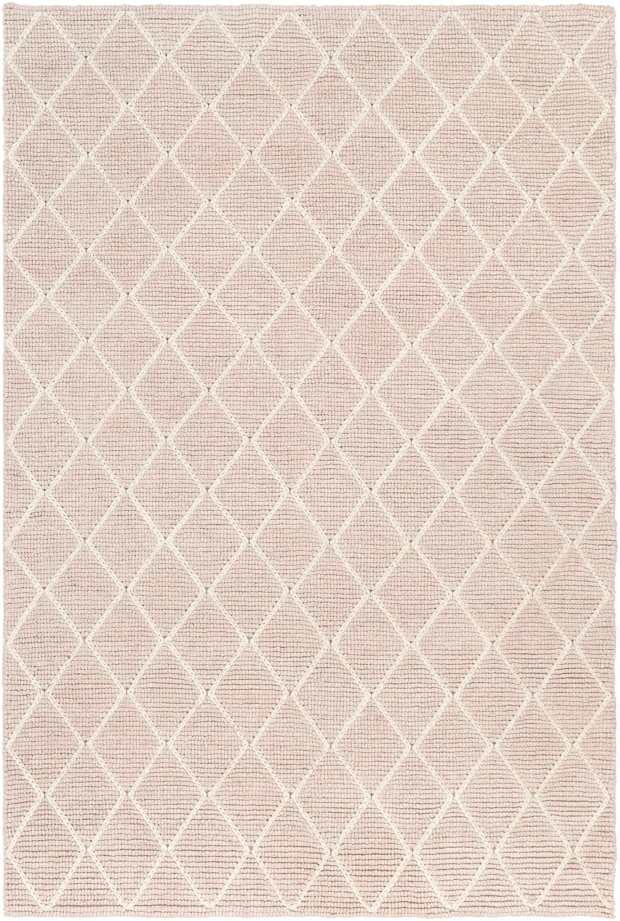 Riceville Pink Trellis Wool&Viscose Rug - Clearance by Boutique Rugs
