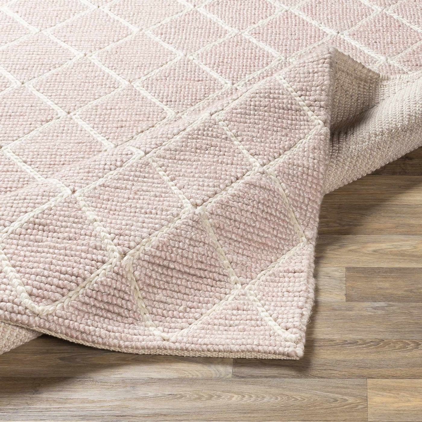 Riceville Pink Trellis Wool&Viscose Rug - Clearance by Boutique Rugs