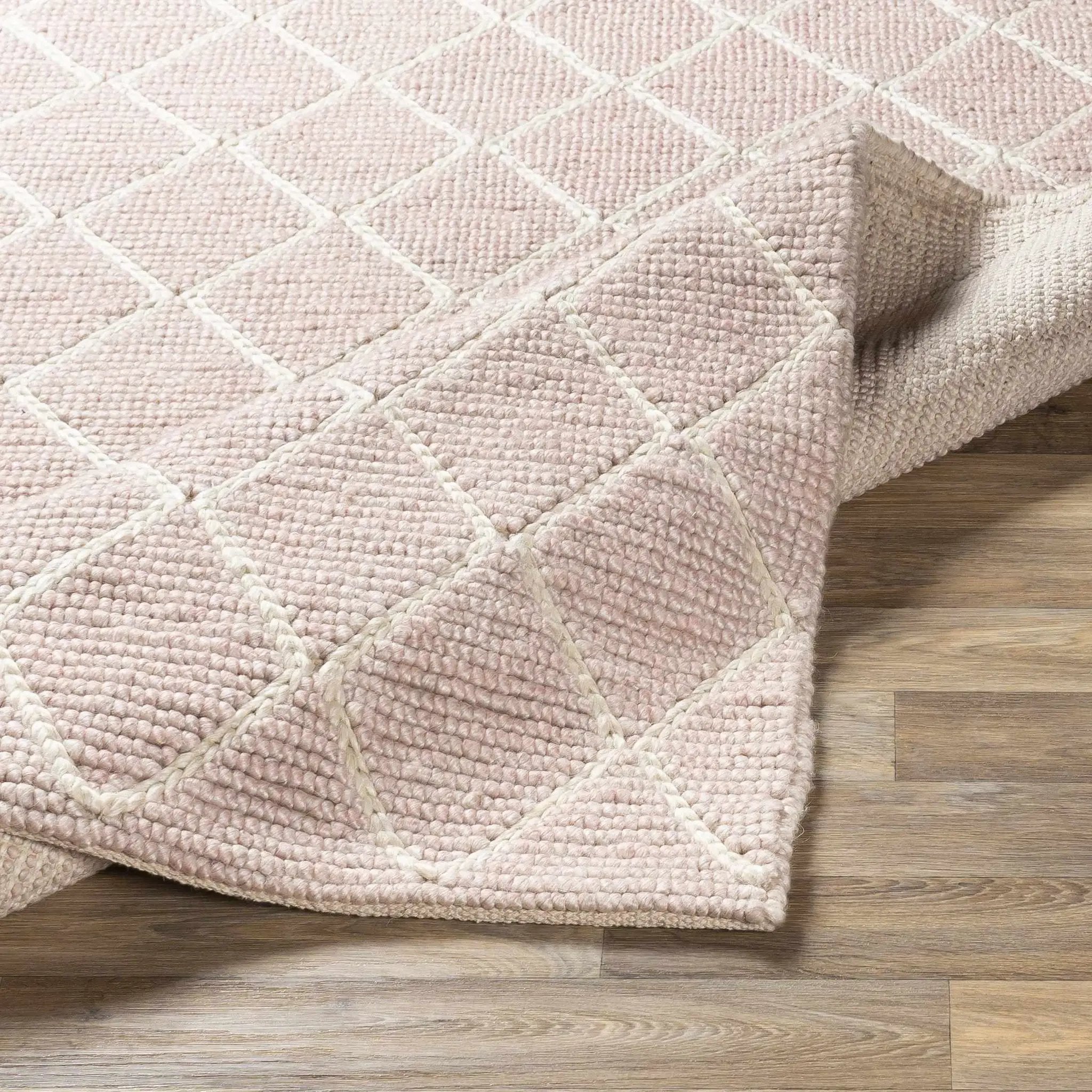 Riceville Pink Trellis Wool&Viscose Rug - Clearance by Boutique Rugs