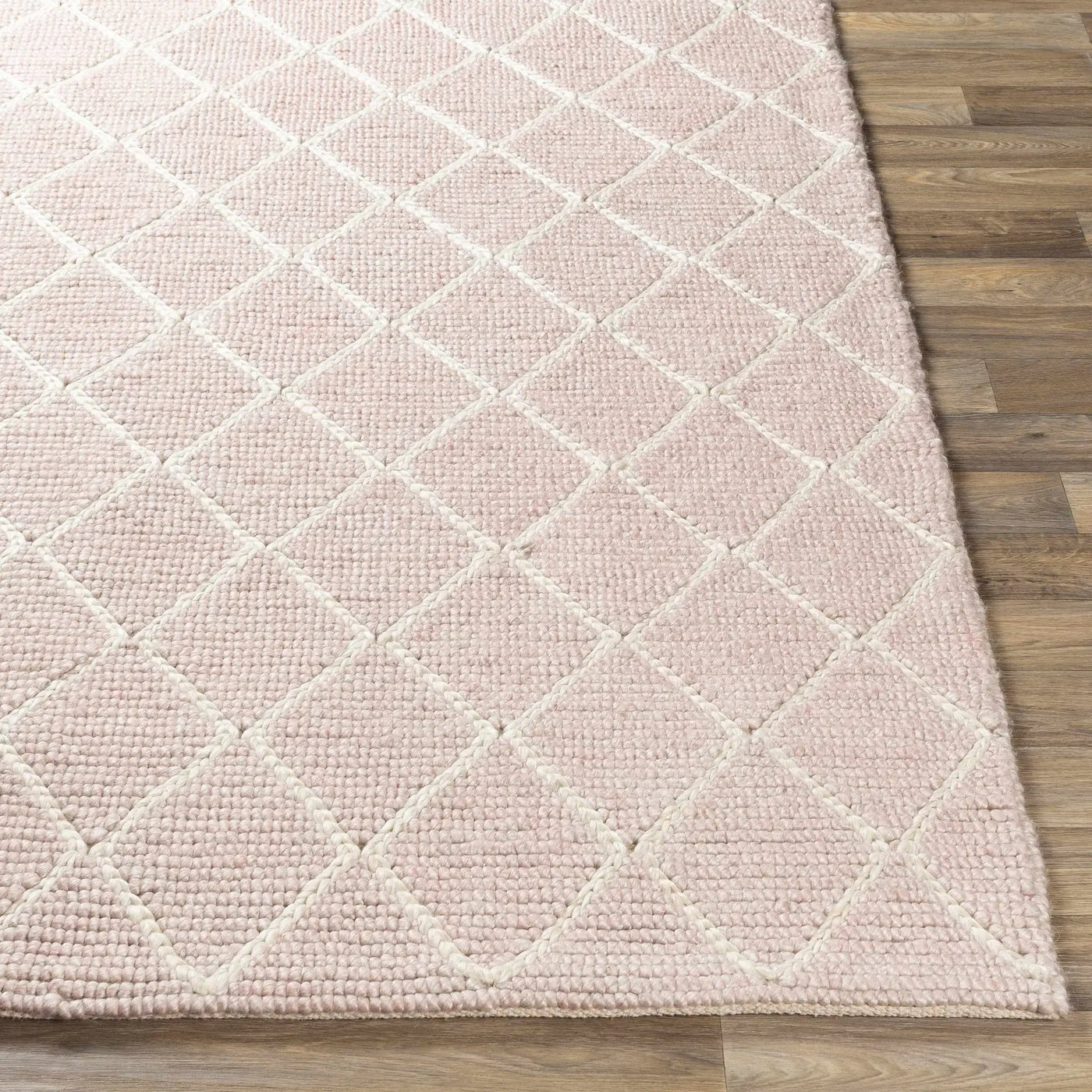 Riceville Pink Trellis Wool&Viscose Rug - Clearance by Boutique Rugs