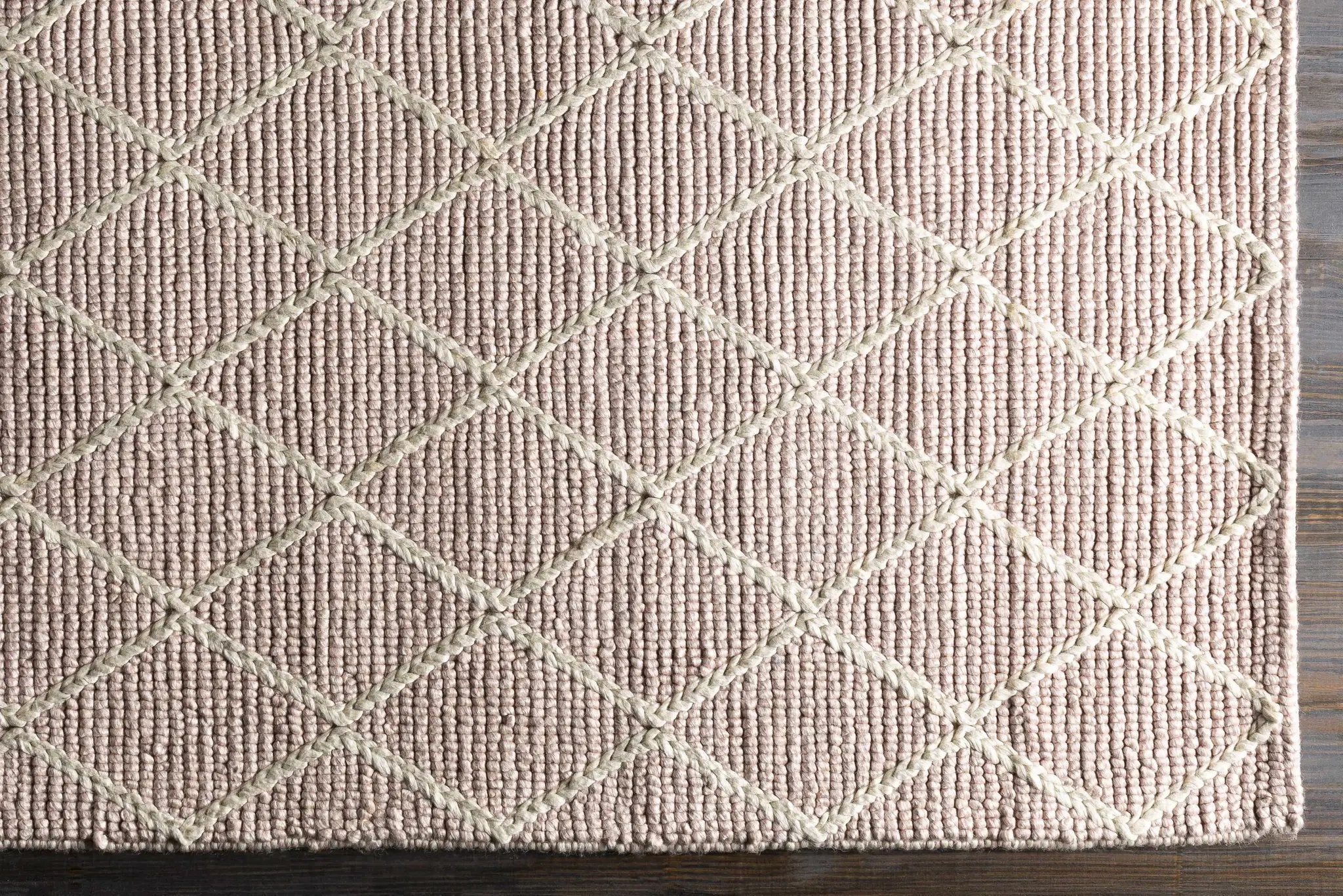 Riceville Pink Trellis Wool&Viscose Rug - Clearance by Boutique Rugs