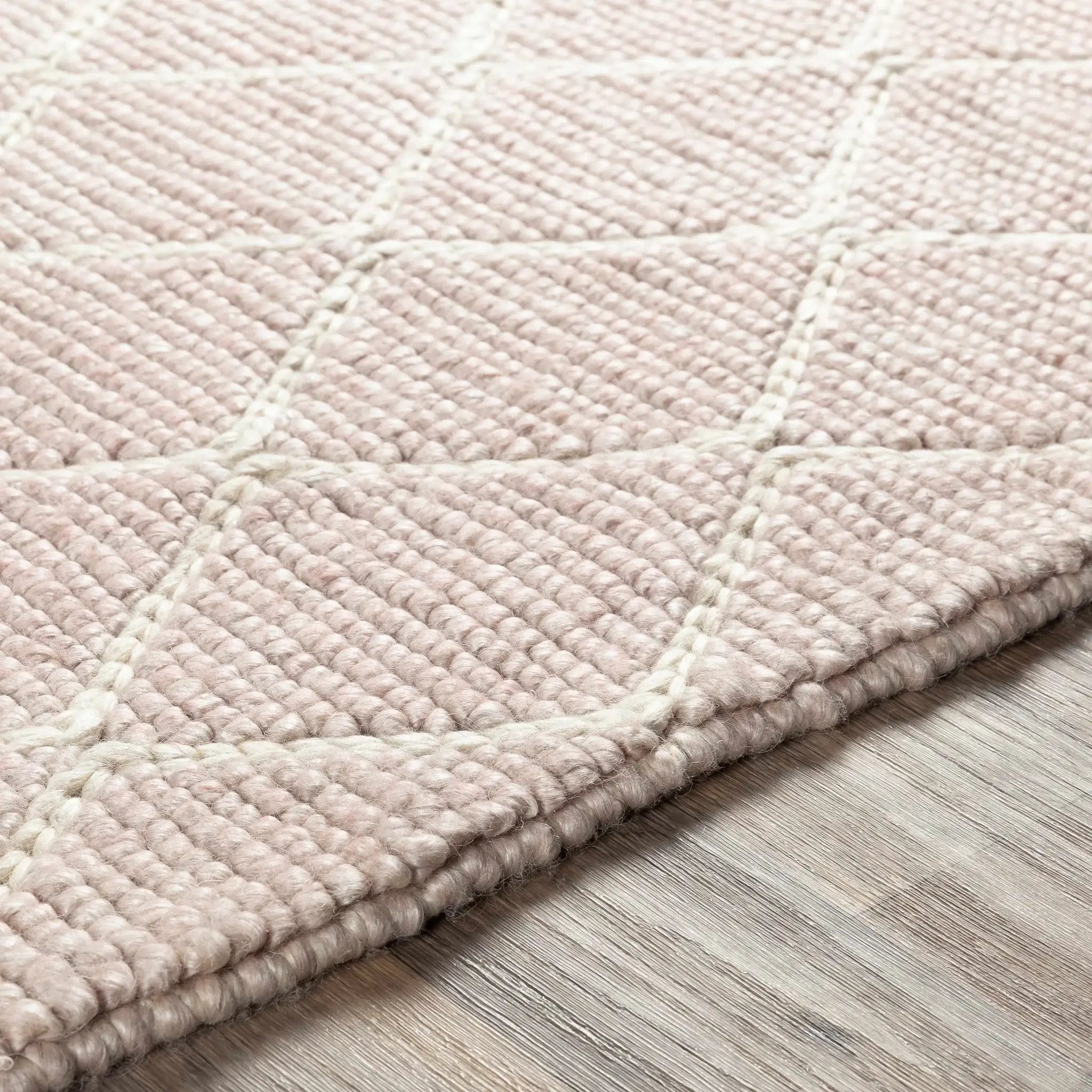 Riceville Pink Trellis Wool&Viscose Rug - Clearance by Boutique Rugs