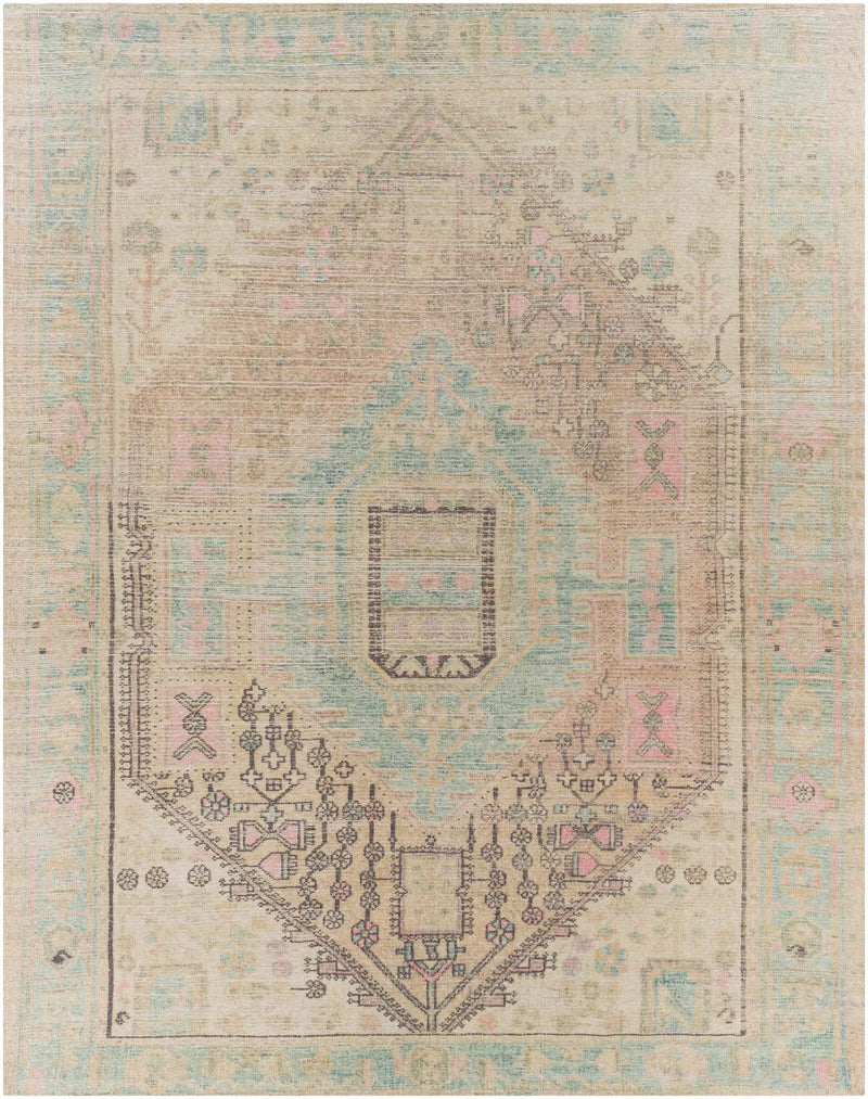 Rickinghall Peach&Sage Medallion Beige Rug - Clearance by Boutique Rugs