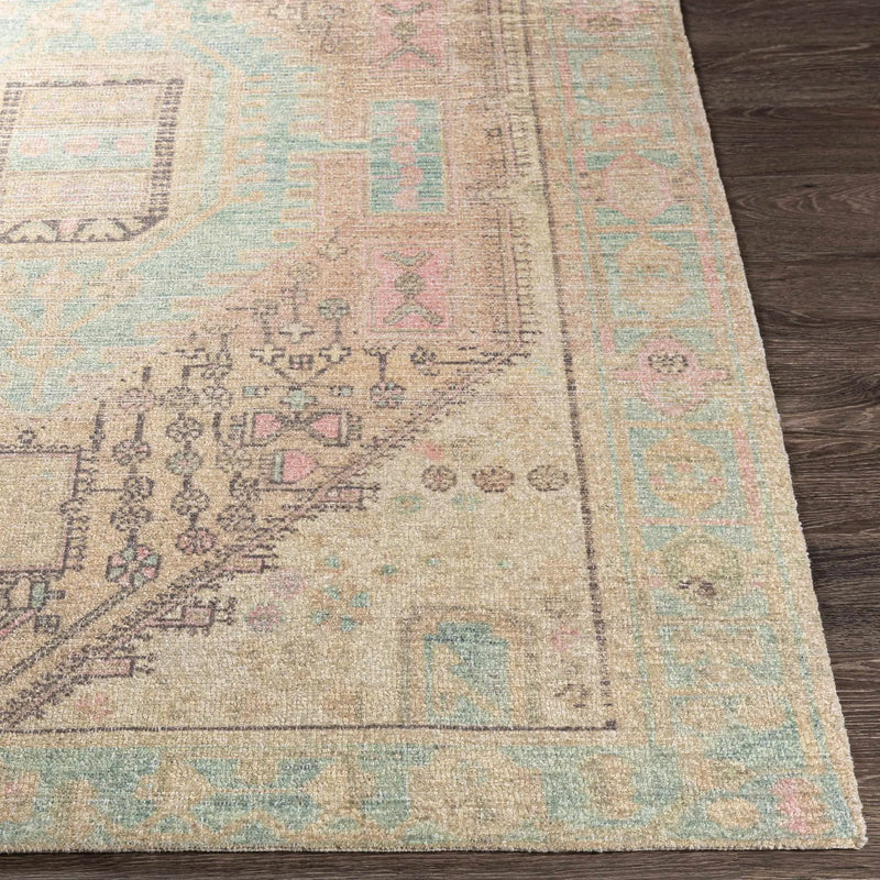Rickinghall Peach&Sage Medallion Beige Rug - Clearance by Boutique Rugs