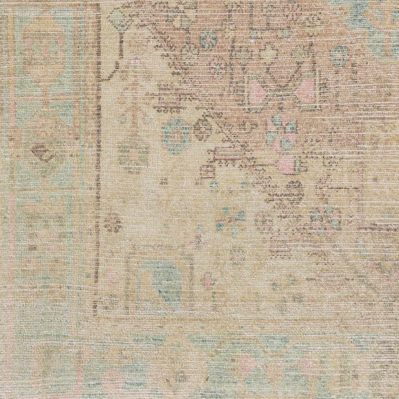 Rickinghall Peach&Sage Medallion Beige Rug - Clearance by Boutique Rugs