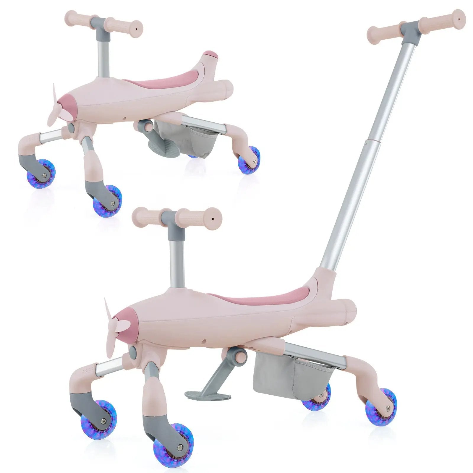 2-in-1 Kids Ride-on Push Car with LED Lighted Wheels by DirectDeals