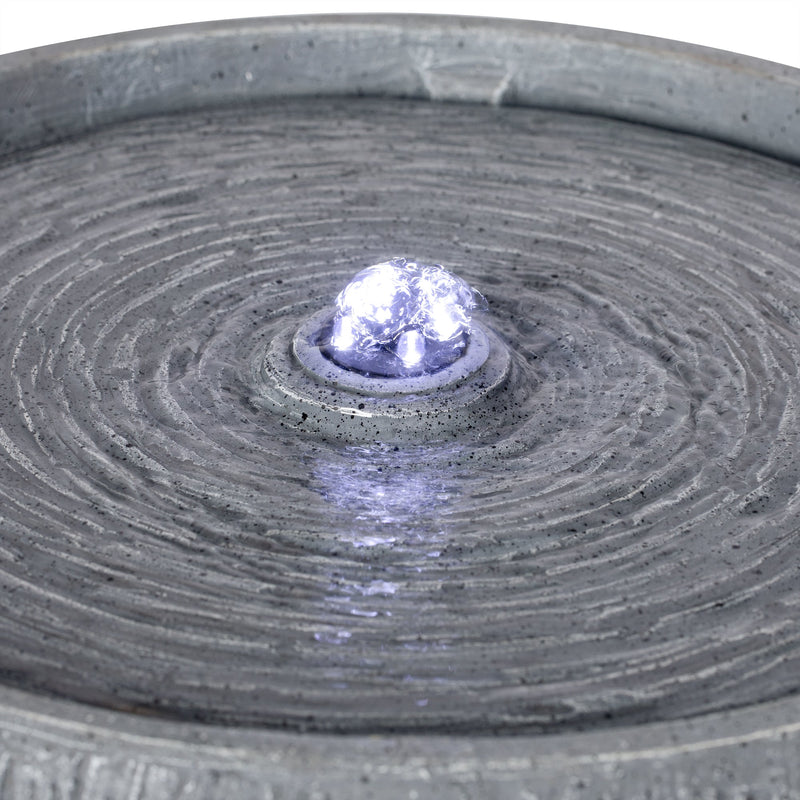 Resin Bubbler Fountain Outdoor Rippled Drum, close-up of the surface