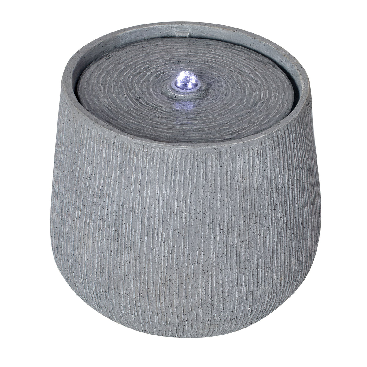 Resin Bubbler Fountain Outdoor Rippled Drum, side view