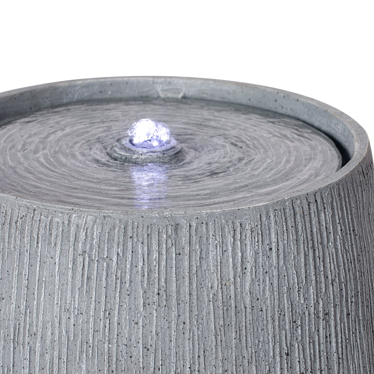 Resin Bubbler Fountain Outdoor Rippled Drum, photo 11 of 12
