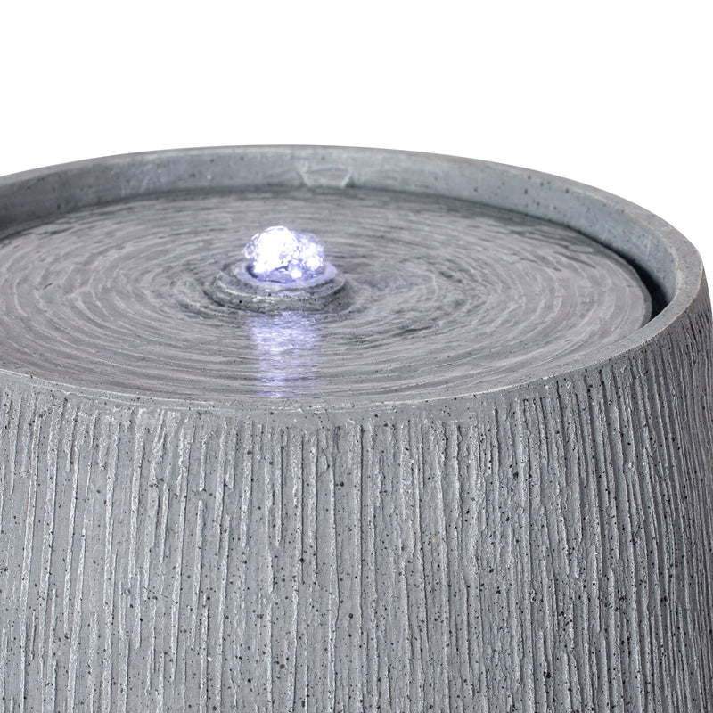Resin Bubbler Fountain Outdoor Rippled Drum, photo 11 of 12