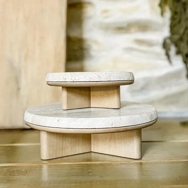 Stone Top Wood Round Decorative Risers, Set of Two by Decor Steals