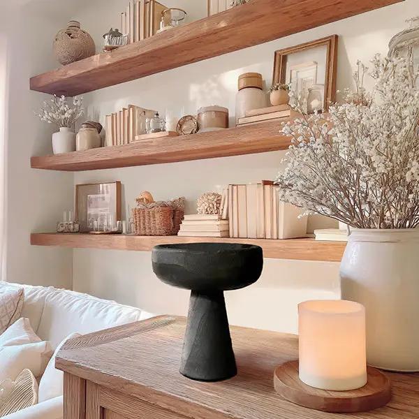 Modern Black Elevated Paulownia Wood Bowl Riser by Decor Steals