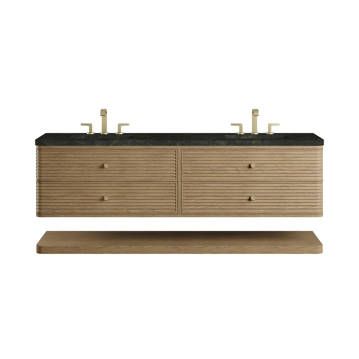 James Martin Allamari 72" Floating Double Bathroom Vanity, Dune Mist with Phantome countertop