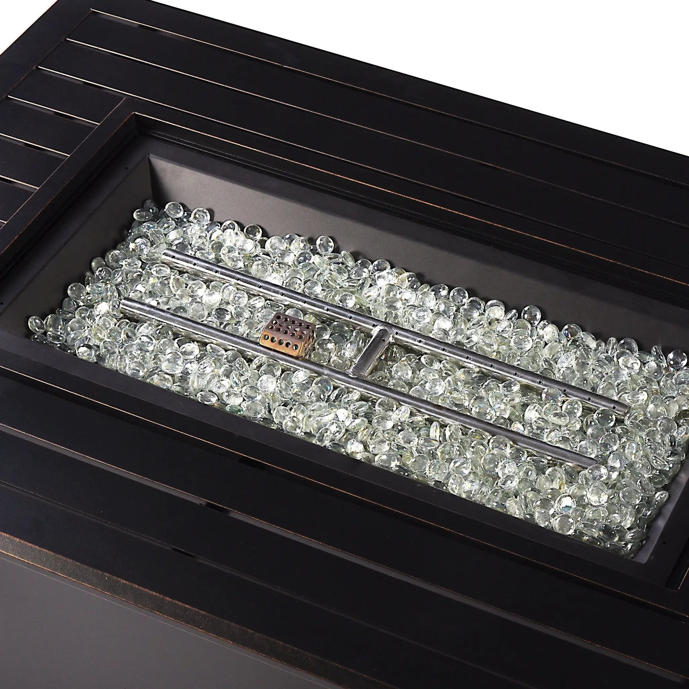 Aluminum 46-in Rectangular Propane Fire Table, Beads, Covers and Lid by Sharicks