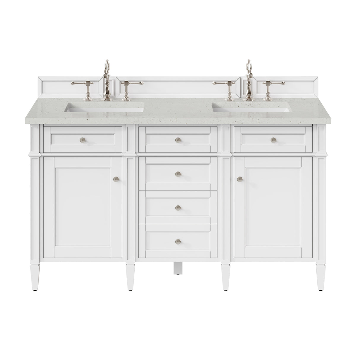 James Martin Brittany 60" Double Bathroom Vanity, Bright White with Lime Delight countertop