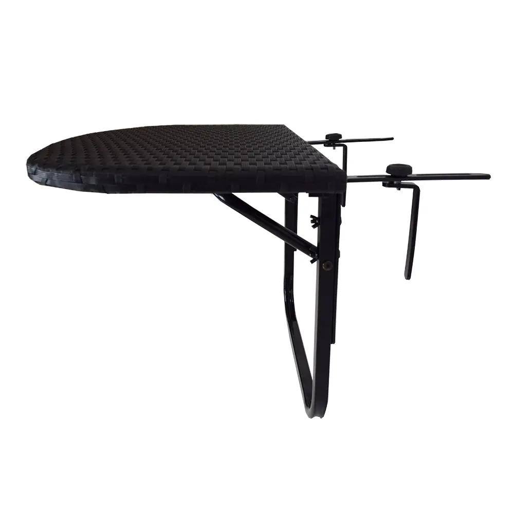 Black Wicker Foldable Patio Balcony Table with Adjustable Clamps by Sharicks