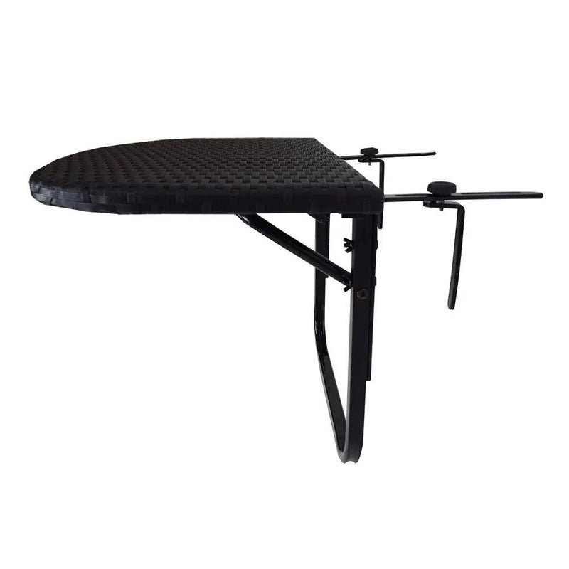 Black Wicker Foldable Patio Balcony Table with Adjustable Clamps by Sharicks