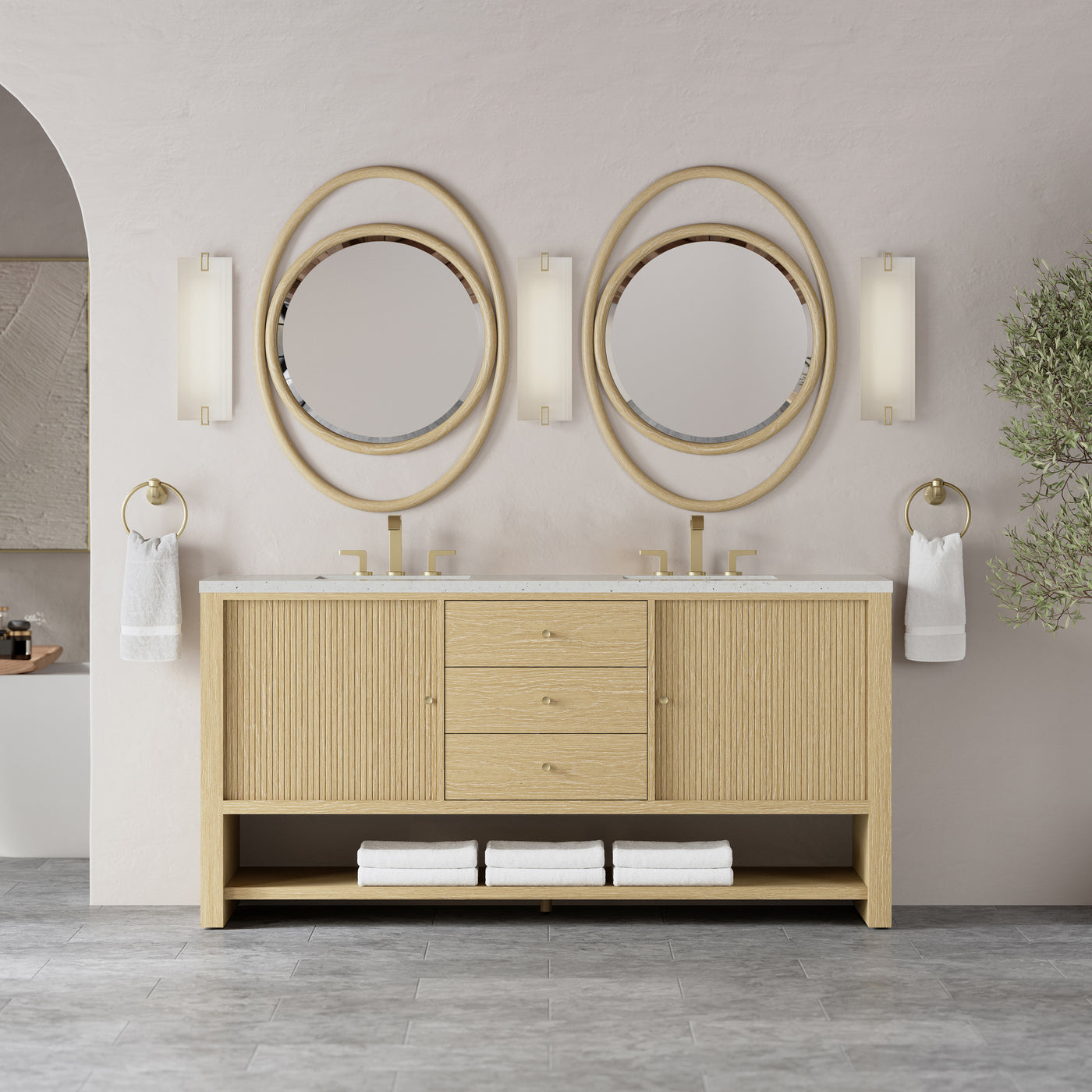 James Martin Marigot 72" Double Bathroom Vanity, Sunwashed Oak by James Martin