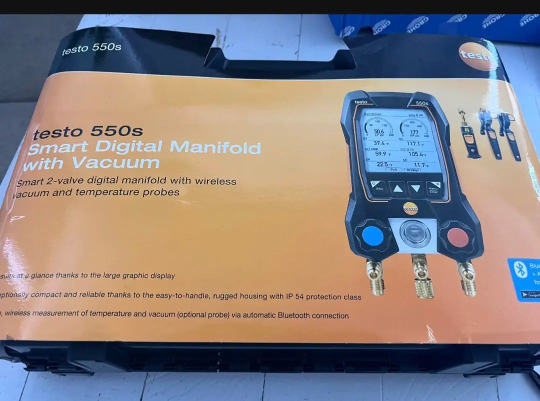 Open Box testo 550s AC Manifold Gauge Set - Manifold Gauges Hvac and Refrigeration - Incl. 2x testo 115i Pipe Clamp Thermometer, 1x testo 552i Micron by Selzalot