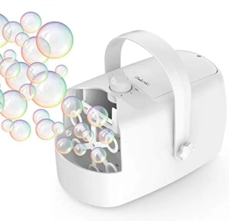 Open Box iTeknic Bubble Machine, Automatic Bubble Blower, Portable Auto Bubble Maker with High Output for Outdoor/Indoor Use,Powered by Plug-in or Bat by Selzalot