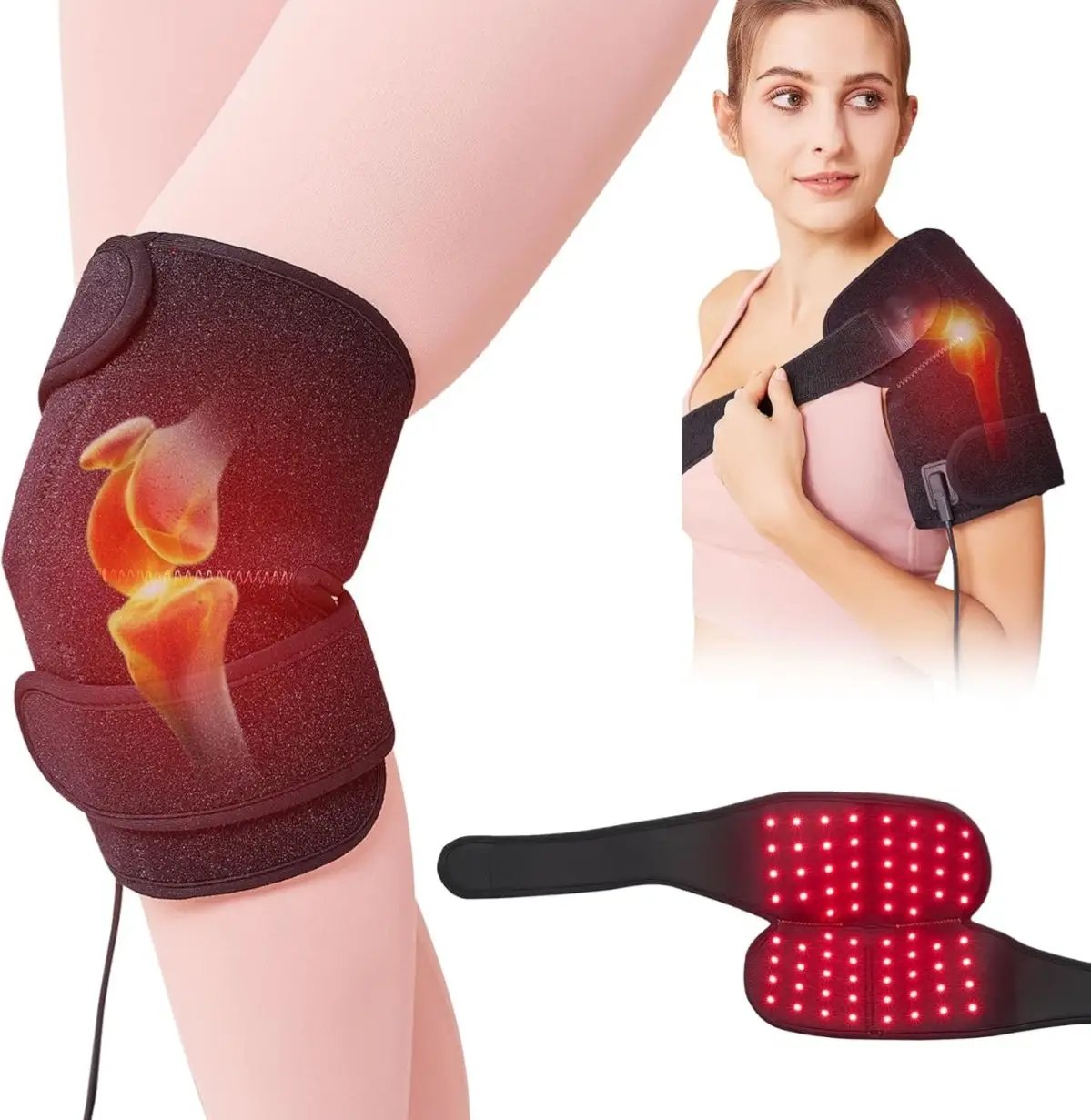 Open Box ALDIOUS Near Infrared & Red Light Device for Knee, 660nm & 850nm LED Red-Light-Therapy Knee Wrap, Wearable Redlight Knee Brace for Women Men by Selzalot