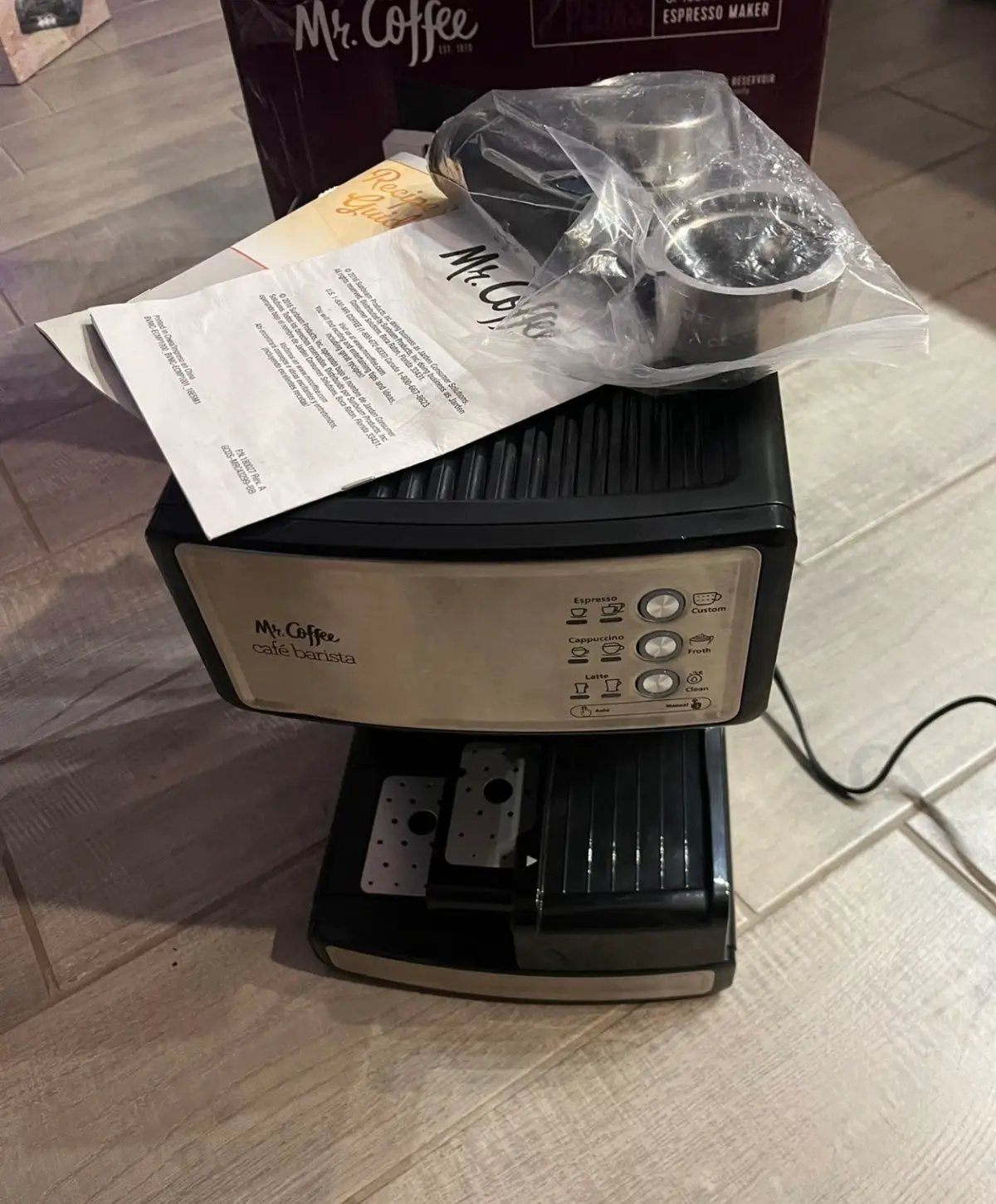 Used Mr. Coffee Espresso and Cappuccino Machine, Stainless Steel, Programmable Coffee Maker with Automatic Milk Frother, 15-Bar Pump, Ideal for Home B by Selzalot