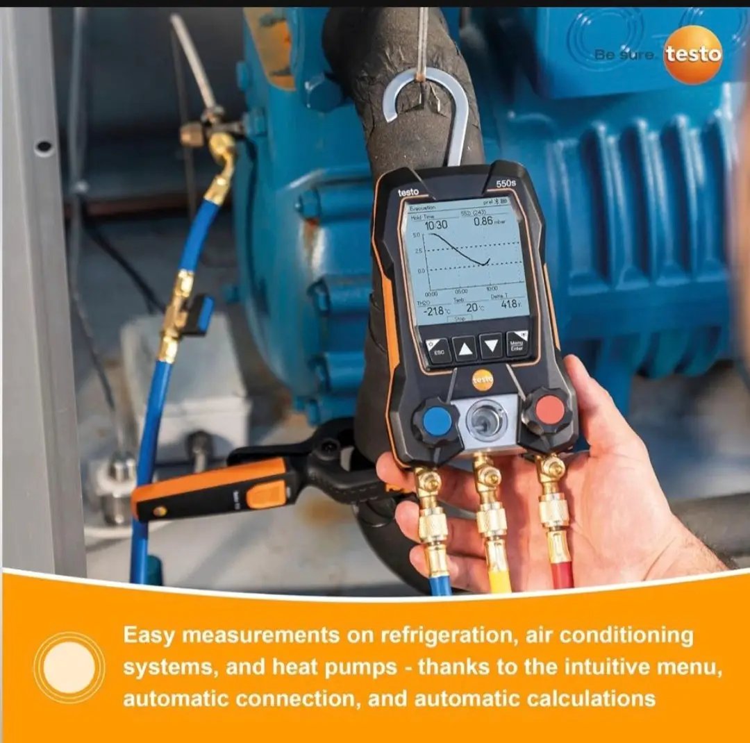 Open Box testo 550s AC Manifold Gauge Set - Manifold Gauges Hvac and Refrigeration - Incl. 2x testo 115i Pipe Clamp Thermometer, 1x testo 552i Micron by Selzalot