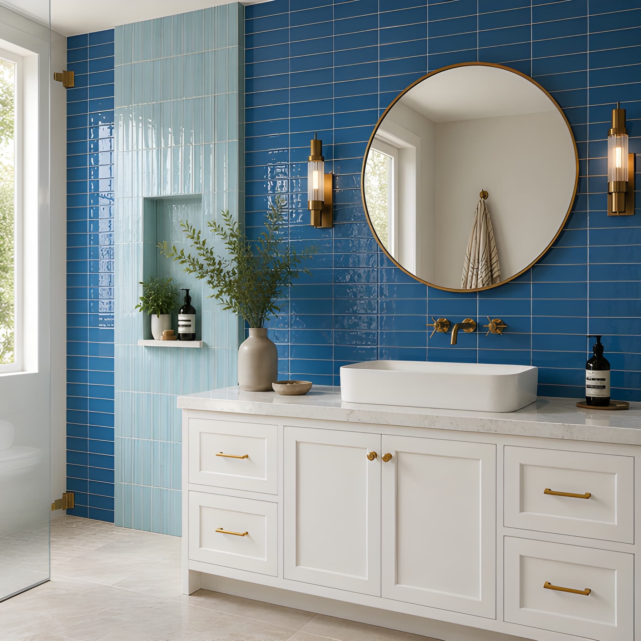 Roca Flow Atoll Blue Polished Ceramic Tiles 3x12 Ceramic Polished 3x12 Tiles — 2