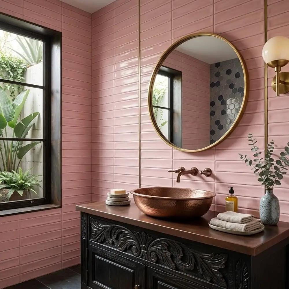 Flow Velvet Pink Polished Ceramic Tiles 3x12 – Stonetiledepot