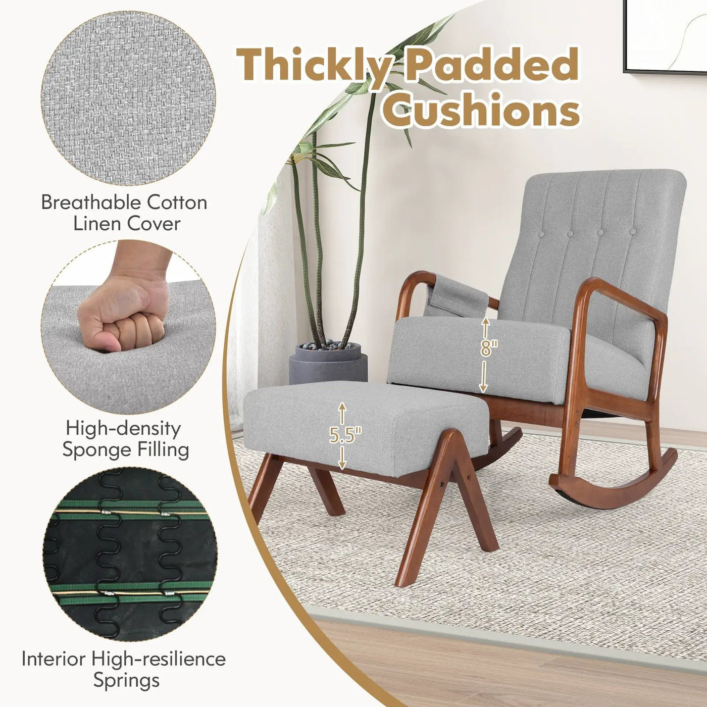 Rocking Chair with Ottoman by DirectDeals