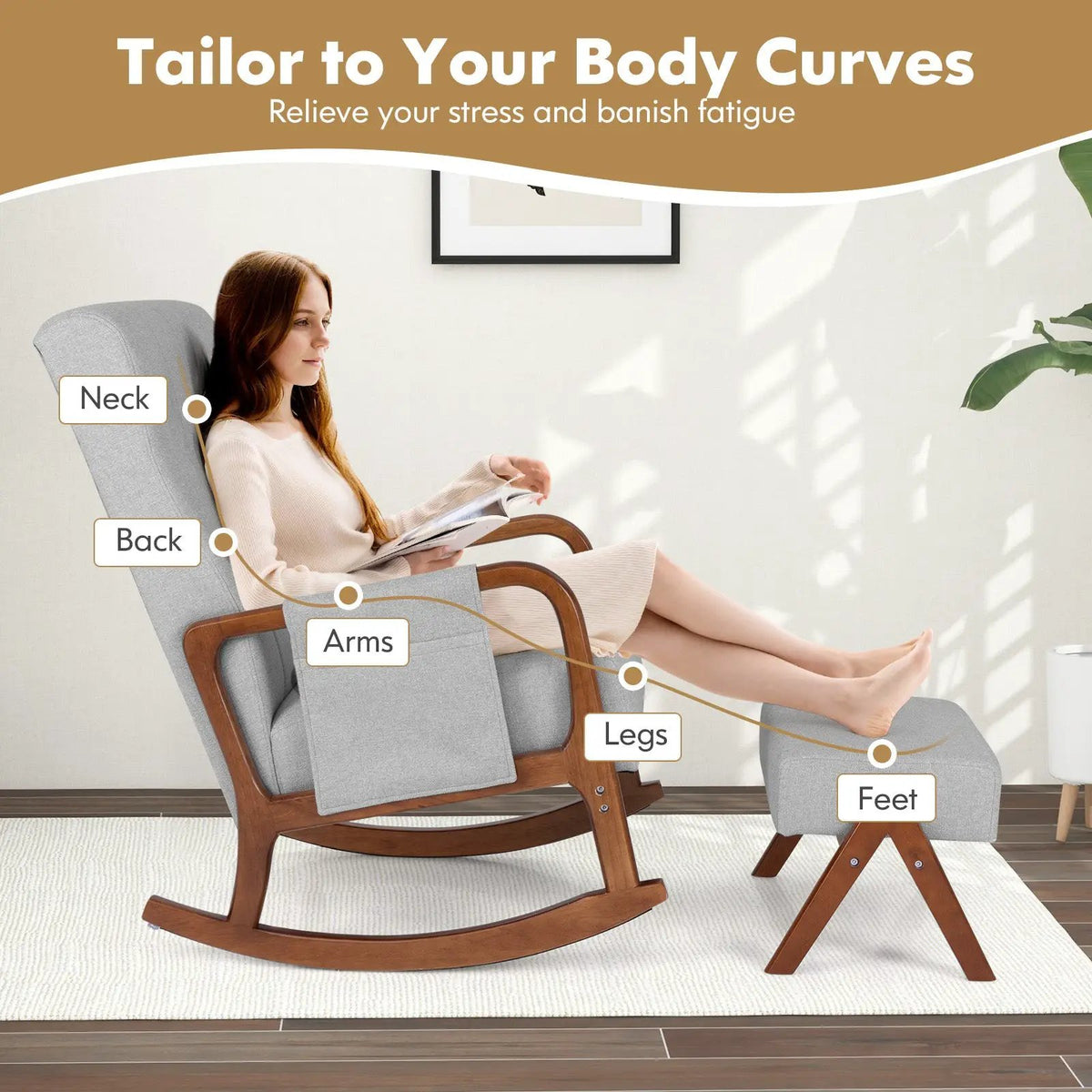 Rocking Chair with Ottoman by DirectDeals