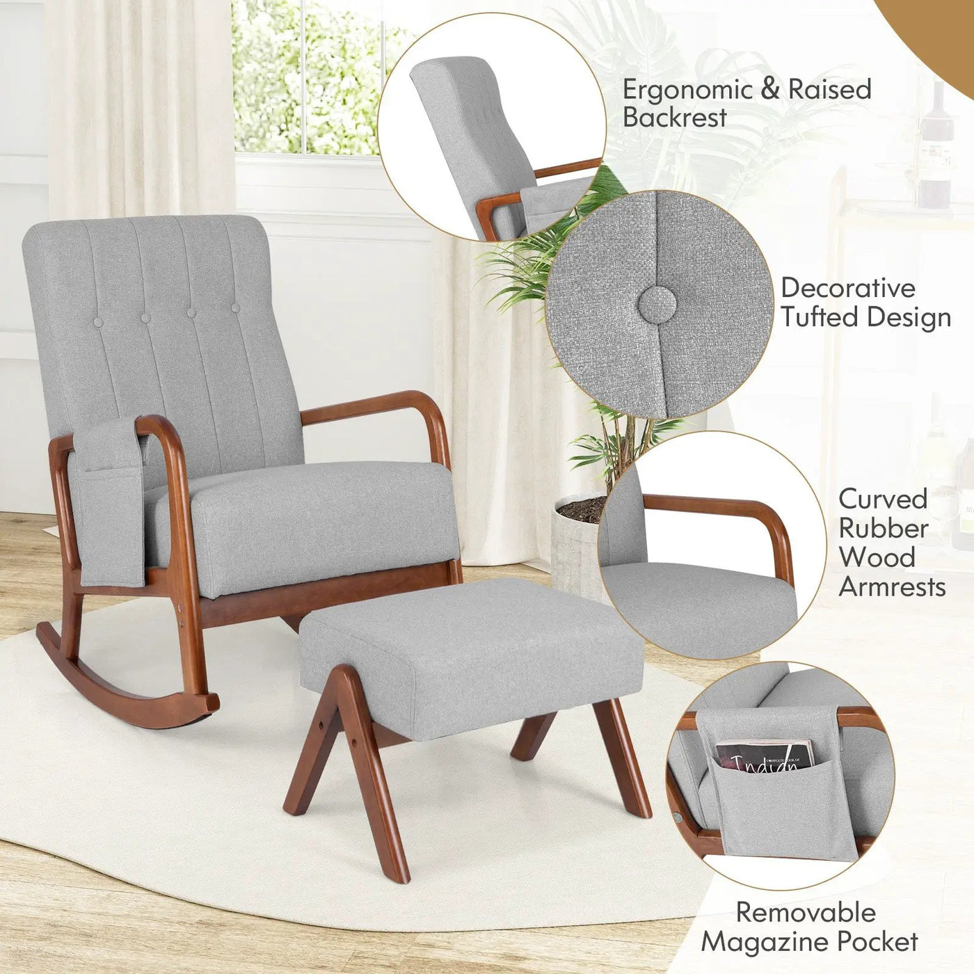 Rocking Chair with Ottoman by DirectDeals