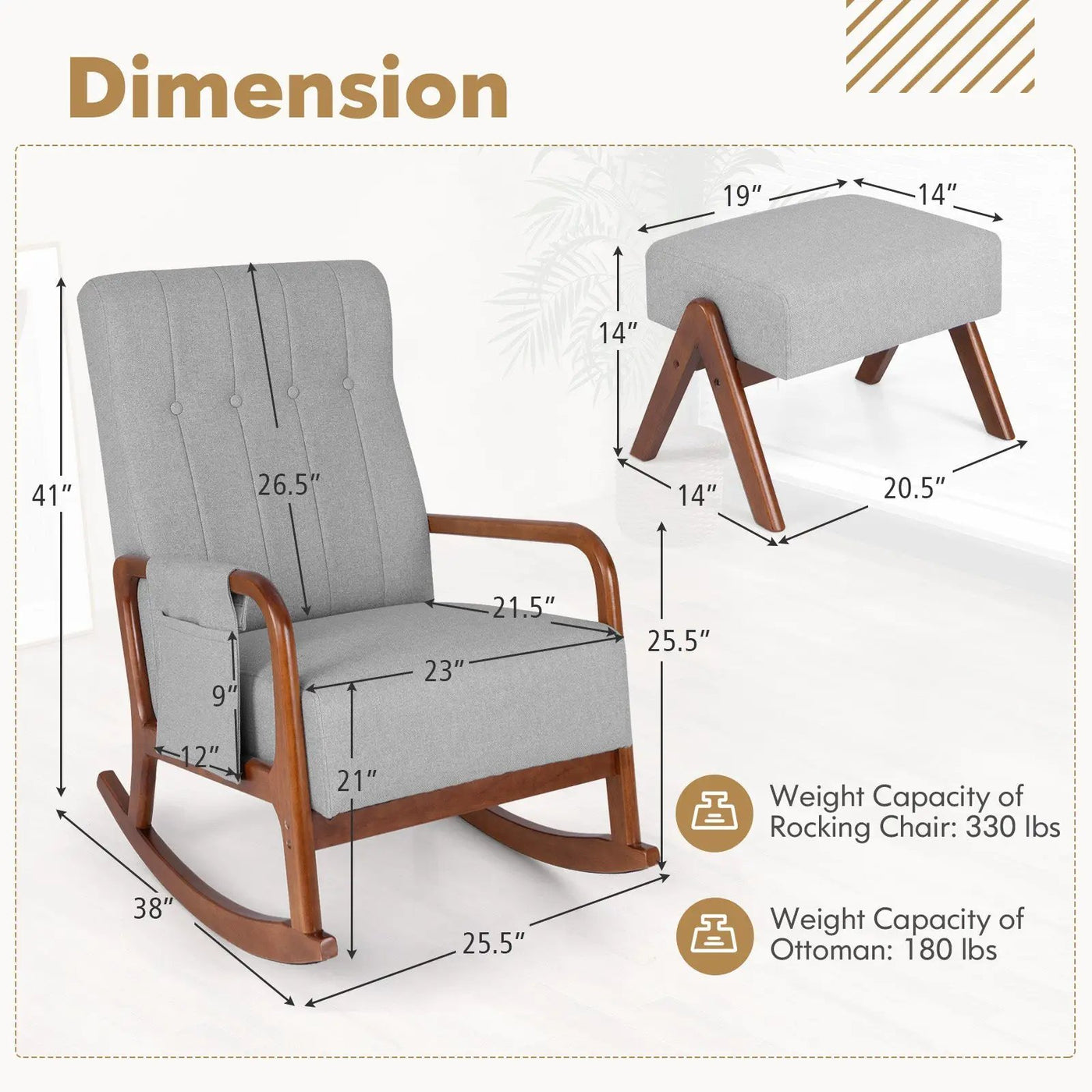 Rocking Chair with Ottoman by DirectDeals