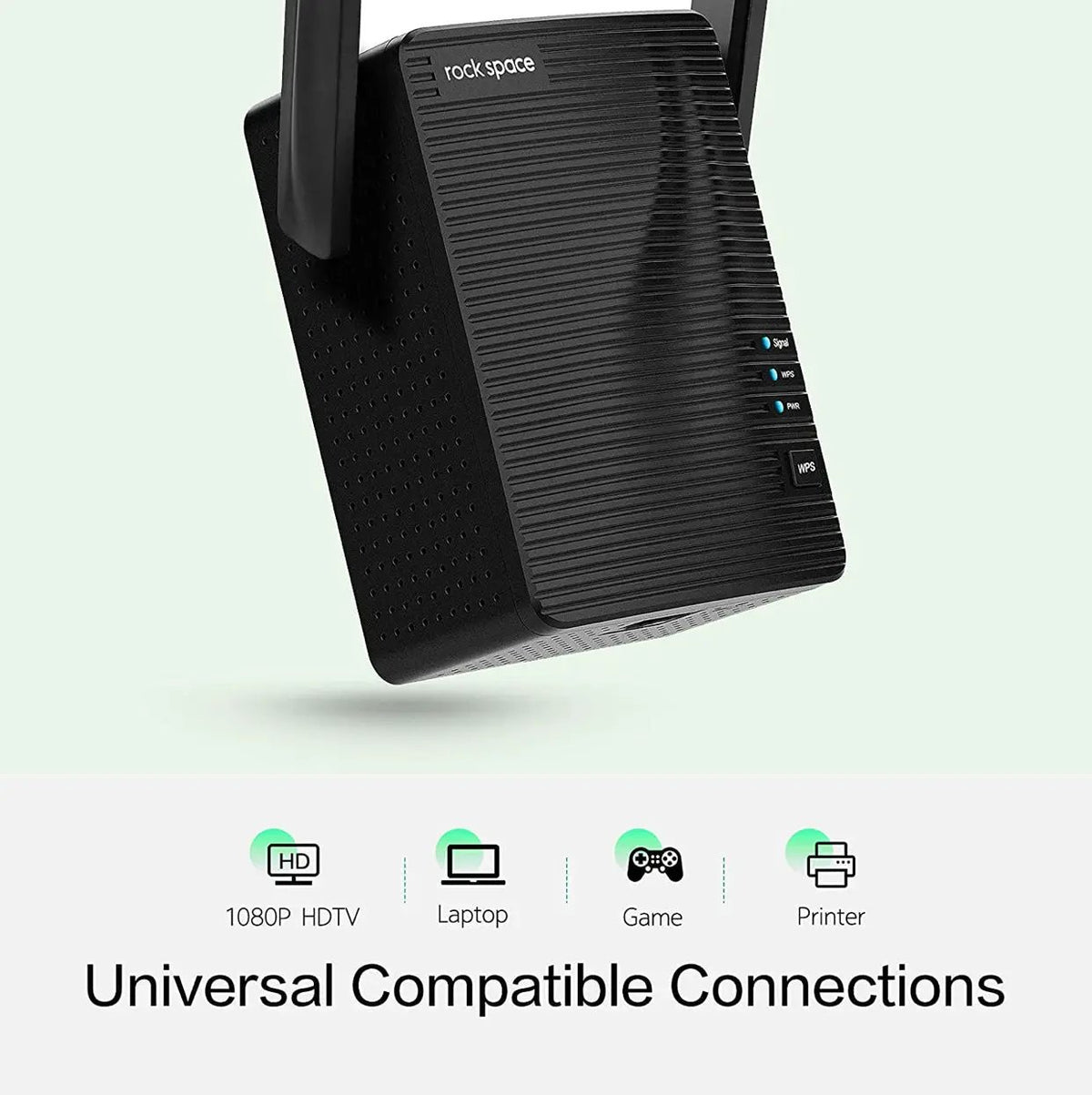 rockspace WiFi Extender - Dual-band Wifi Range Extender with erthernet port, Access Point Mode, WPS Button Setup, 360° Full Coverage, Connected up to 20+ Devices by Outdoor Solar Outlet