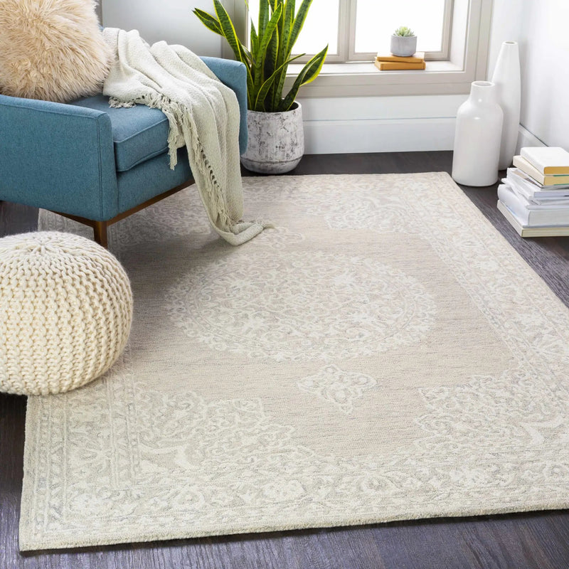 Roessleville Cream Wool Area Rug by Boutique Rugs