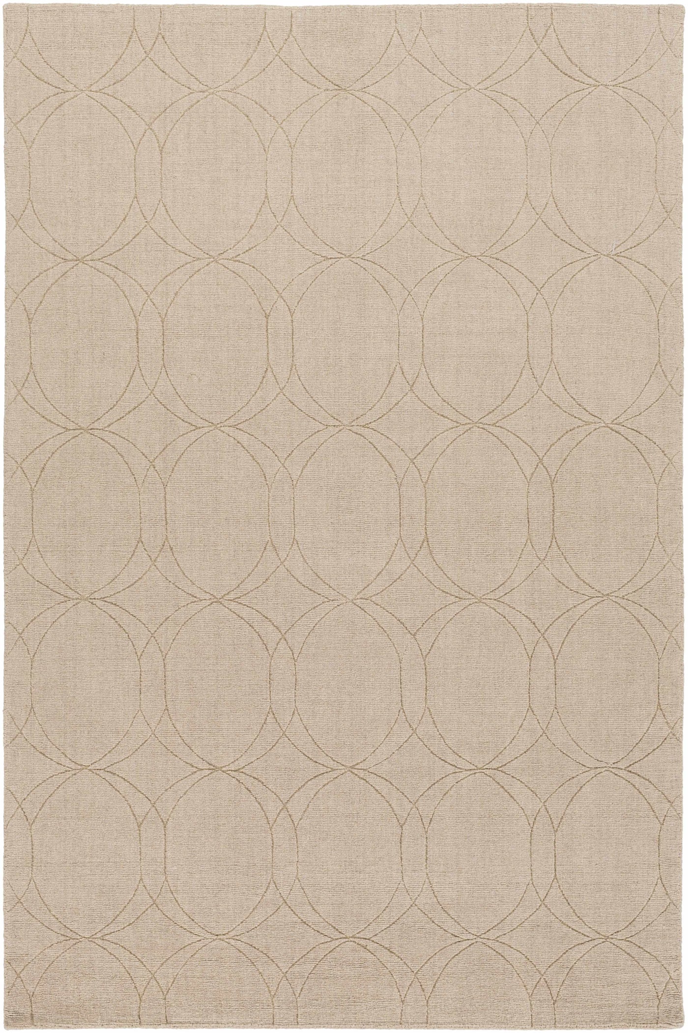 Rolfe Tan Circles Wool Rug - Clearance by Boutique Rugs