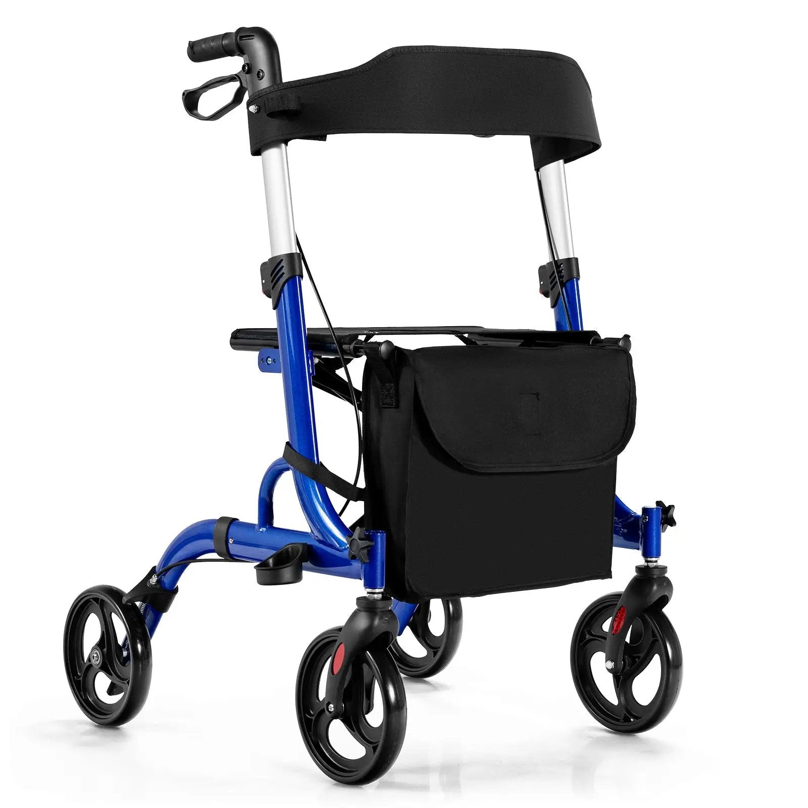 Folding Aluminum Rollator Walker with 8 inch Wheels and Seat by DirectDeals