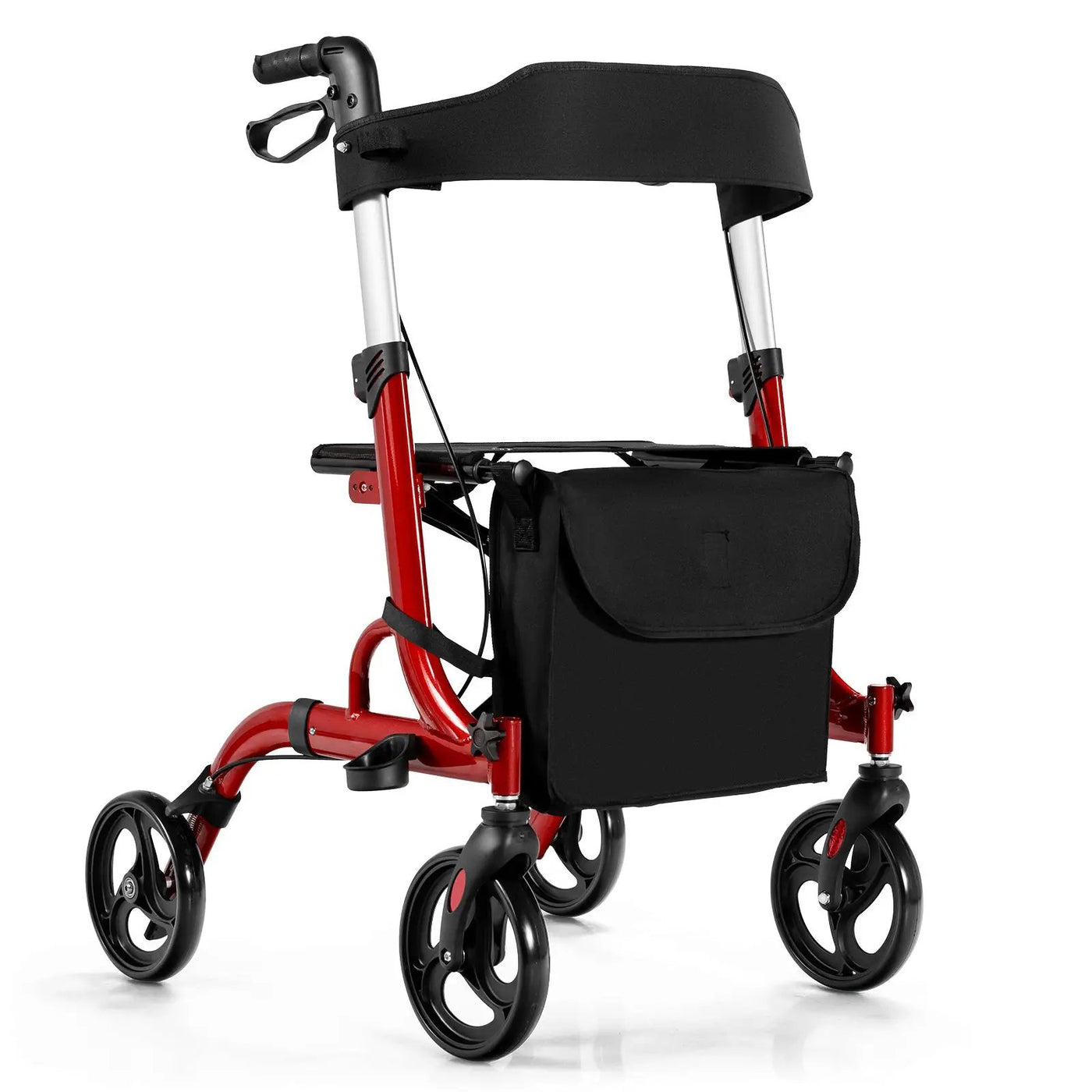 Folding Aluminum Rollator Walker with 8 inch Wheels and Seat by DirectDeals