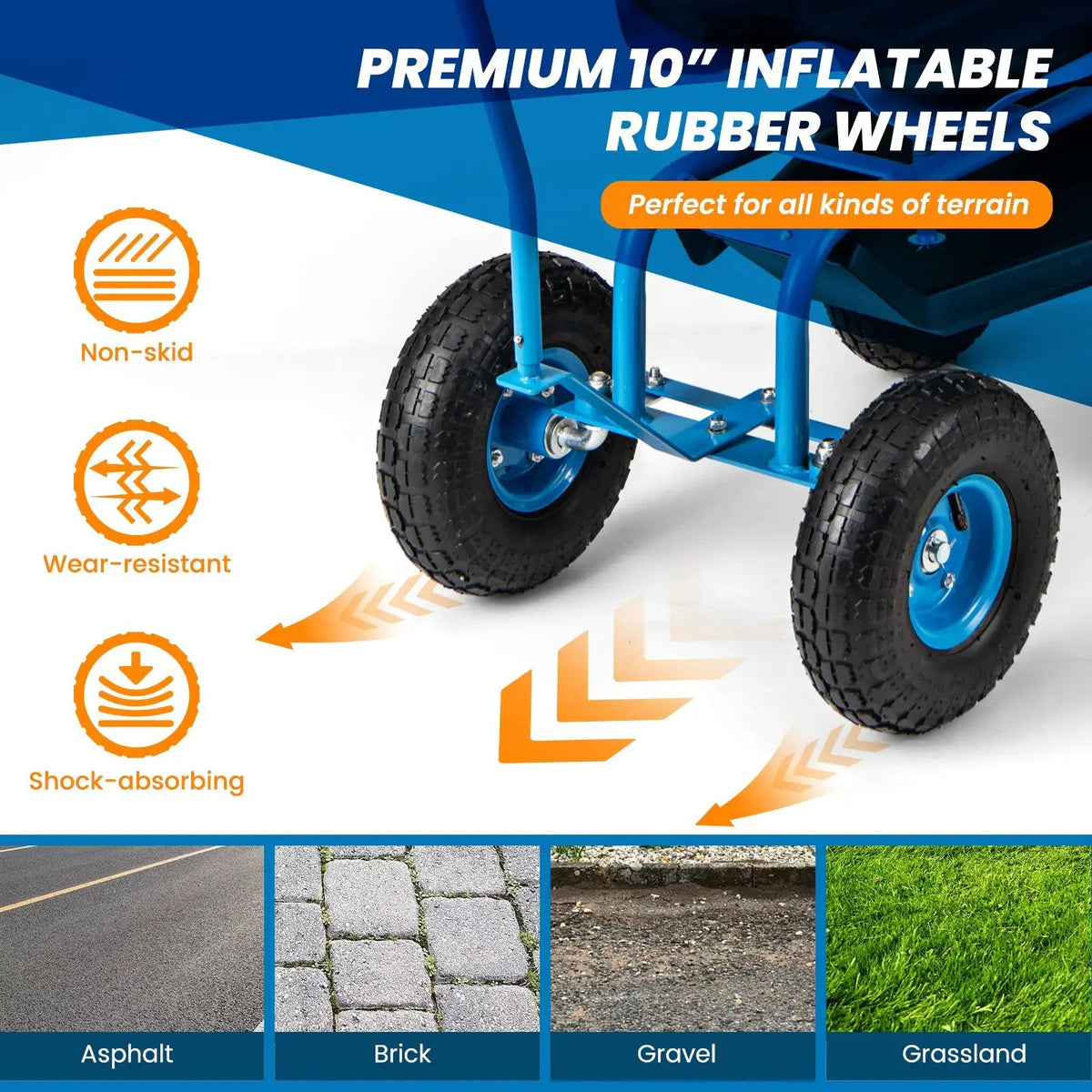 Rolling Garden Cart with Height Adjustable Swivel Seat and Storage Basket by DirectDeals