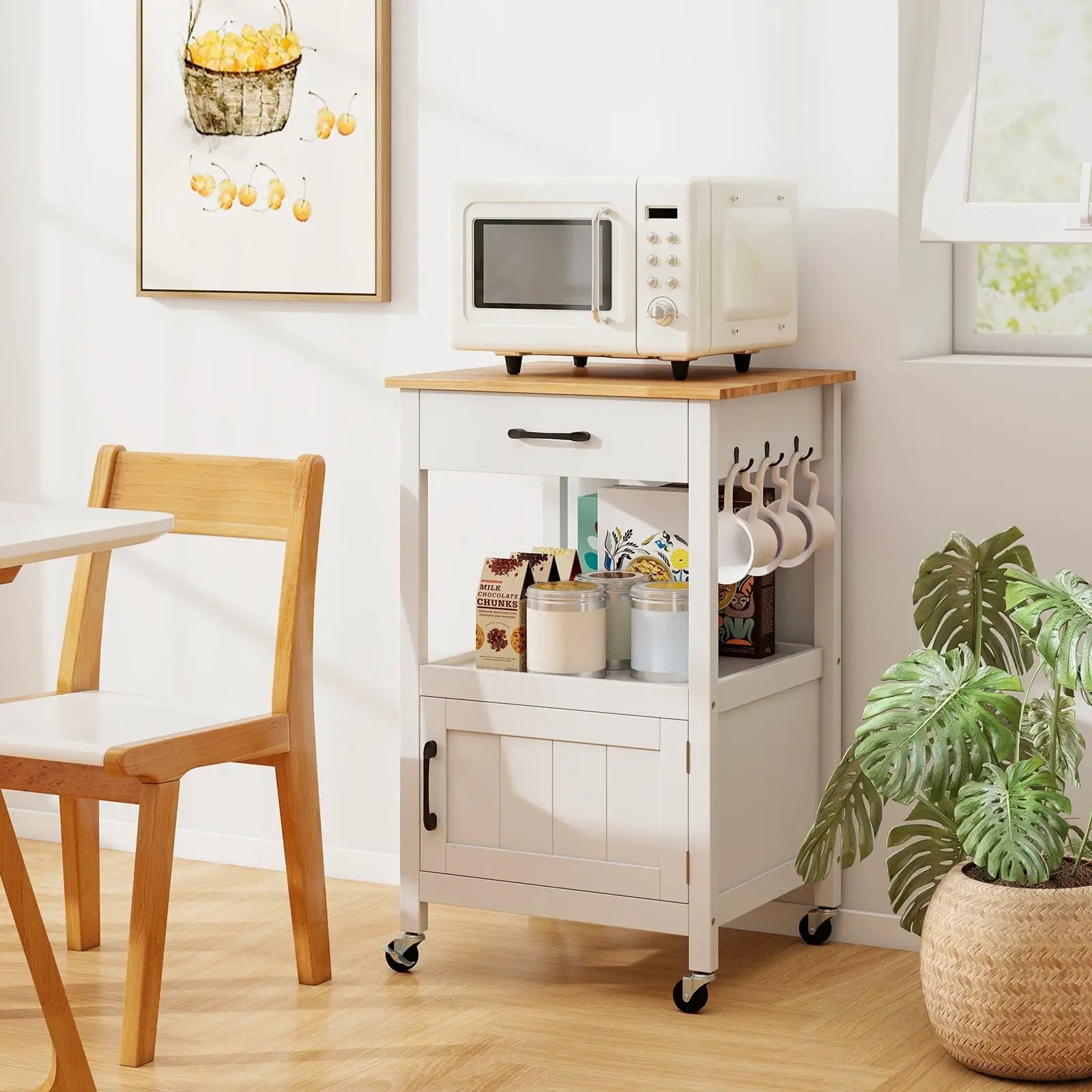 Rolling Kitchen Island Cart with Drawer and Side Hooks by DirectDeals
