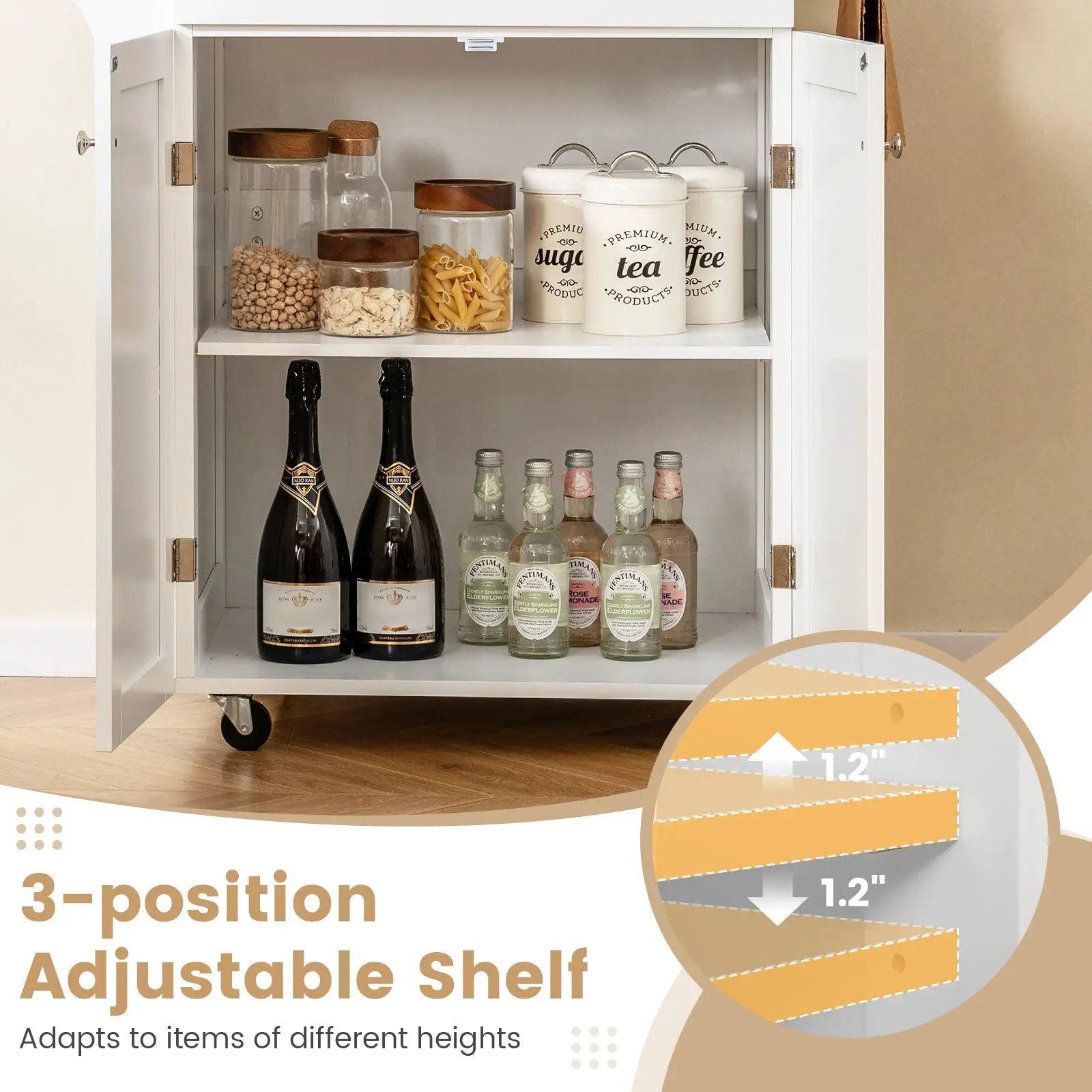 Utility Rolling Storage Cabinet Kitchen Island Cart with Spice Rack by DirectDeals