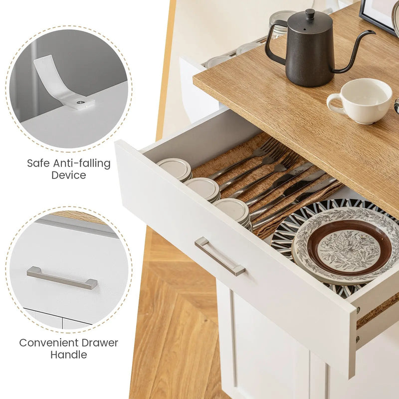 Utility Rolling Storage Cabinet Kitchen Island Cart with Spice Rack by DirectDeals