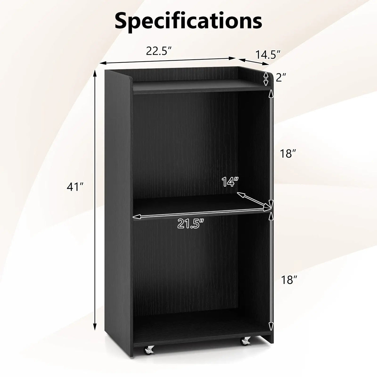 Rolling Podium Stand with 2 Shelves and Lockable Wheels by DirectDeals